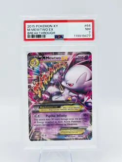 Pokemon 2015 M Mewtwo EX 64/162 #64 Breakthrough PSA 7 - Image 1
