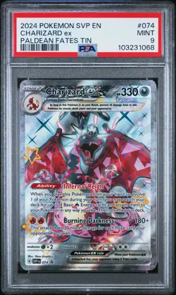 2024 POKEMON SVP EN-SV BLACK STAR PROMO PALDEAN FATES TIN CHARIZARD EX PSA 9 - Image 1