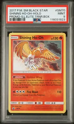 2017 POKEMON SM BLACK STAR PROMO #SM70 SHINING HO-OH-HOLO PSA 9 - Image 1