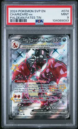 2024 POKEMON SVP EN-SV BLACK STAR PROMO PALDEAN FATES TIN CHARIZARD EX PSA 9 - Image 1