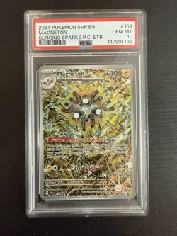 2024 POKEMON SURGING SPARKS POKEMON CENTER ETB PROMO SVP #159 MAGNETON PSA 10 - Image 1