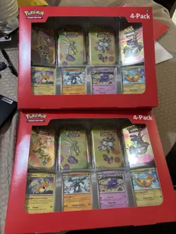 Pokemon TCG: Scarlet & Violet 4 Mini Tins + 4 Promo Cards Sams Club Lot Of 2 - Image 1