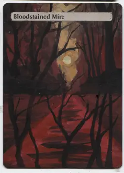 Bloodstained Mire MTG Altered art MAGIC Hand Painted Card Commander - Image 1