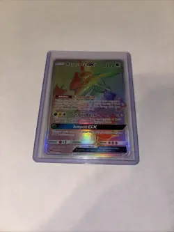 Pokemon TCG Rayquaza GX Holo Rainbow Secret Rare Card 177/168 Celestial Storm - Image 1