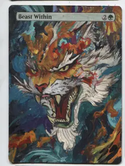 Beast Within MTG Altered art MAGIC Hand Painted Card Commander - Image 1