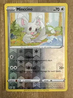 Minccino 145/202 Pokemon Sword & Shield Base Set Reverse Holo Common Card VLP - Image 1