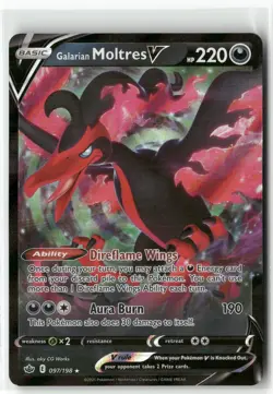 Galarian Moltres V, Pokemon SWSH06: Chilling Reign Ultra Rare, 097/198 NM - Image 1