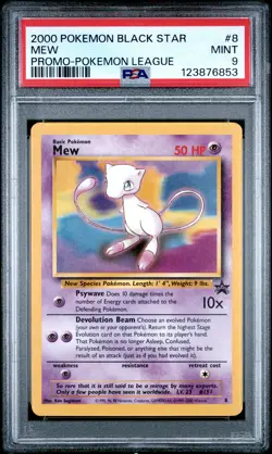 2000 POKEMON PROMO BLACK STAR POKEMON LEAGUE #8 MEW PSA 9 - Image 1