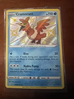 Pokemon TCG Cramorant Shining Fates SV030/SV122 Holo Shiny Holo Rare NM - Image 1