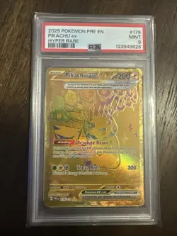 Pokemon TCG Pikachu EX Card 2025 Pre-EN #179 Hyper Rare PSA 9 Mint - Image 1