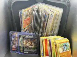 Pokemon Card Lot 200+ Cards w/ Binder- Includes Full Art/Holos/Reverse Holo/Base - Image 1