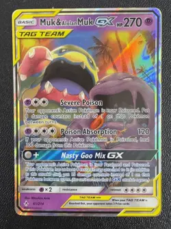 Pokemon TCG Muk & Alolan Muk GX 61/214 Tag Team Unbroken Bonds English 2019 - Image 1