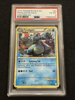 Pokemon Feraligatr Cracked Ice Holo 20/123 from Heartgold Soulsilver in a PSA 6! - Image 1