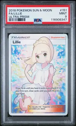 2018 POKEMON SUN & MOON ULTRA PRISM #151 FULL ART/LILLIE PSA 9 - Image 1