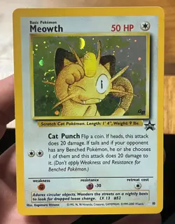 Pokemon Card - Team Rocket's Meowth #18 Black Star Promo SWIRL - Image 1