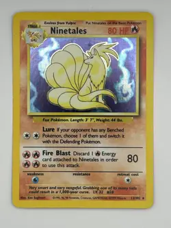 Pokemon TCG Ninetales Base Set 12/102 Unlimited Holo Rare Card WOTC - Image 2