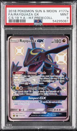 2018 POKEMON SUN & MOON CELESTIAL STORM #177A FULL ART/RAYQUAZA GX PSA 9 - Image 1