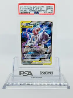 2019 Pokemon Mewtwo & Mew GX Sun Moon Black Star Promo SM191 PSA 10 Gem Mint - Image 1