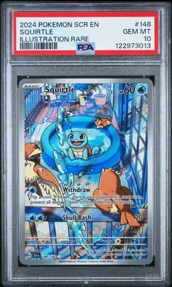 SQUIRTLE 2024 POKEMON SCR EN-STELLAR CROWN ILLUSTRATION RARE 148 PSA 10 GEM MINT - Image 1