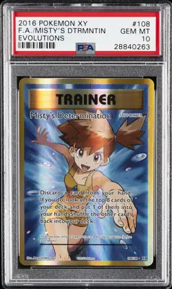 2016 POKEMON XY EVOLUTIONS #108 FULL ART/MISTY'S DETERMINATION PSA 10 - Image 1