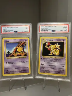 1999 Pokemon Game Abra & Kadabra Shadowless PSA Cards PSA 9 Wizards of The Coast - Image 1