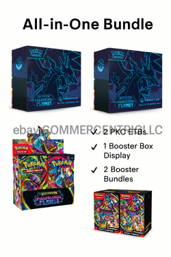 PRESALE Pokemon Center Phantasmal Flames Lot 2 ETBs + Booster Box + 2 Bundles - Image 1