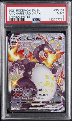 2021 POKEMON SWORD & SHIELD SHINING FATES #SV107 FULL ART/CHARIZARD VMAX PSA 9 - Image 1