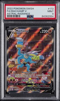 2022 POKEMON SWORD & SHIELD ASTRAL RADIANCE #172 FULL ART/MACHAMP V PSA 9 - Image 1