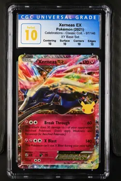 CGC Perfect 10! 🔥 - 2021 POKEMON CELEBRATIONS 97 XERNEAS EX Not PSA - Image 1
