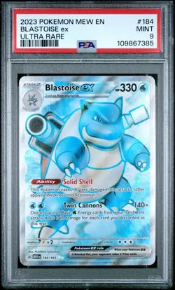 2023 POKEMON MEW EN-151 ULTRA RARE #184 BLASTOISE EX PSA 9 - Image 1
