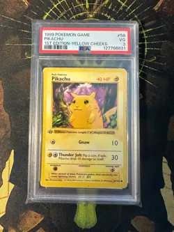 Pokemon Pikachu 58/102 Base Set 1st Edition Shadowless Yellow Cheeks PSA 3 - Image 1