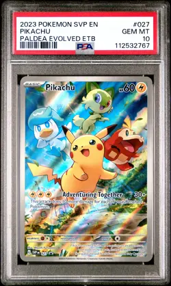 2023 POKEMON SVP EN-SV BLACK STAR PROMO #027 PIKACHU PSA 10 - Image 1