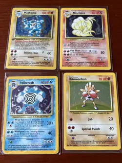 Pokemon TCG Base Set Bundle 4 Rare Holo 20 Vintage Cards WOTC Binder Set Trainer - Image 1