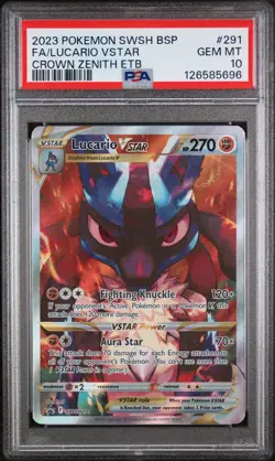 PSA 10 GEM MINT Lucario VSTAR Promo SWSH291 Crown Zenith ETB Pokemon Card - Image 1