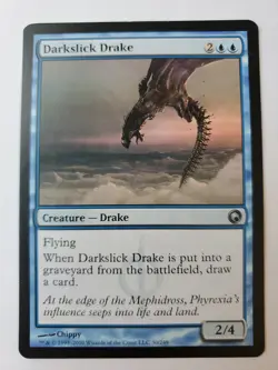 MTG Magic The Gathering Card Darkslick Drake Creature Drake Blue Scars Mirrodin - Image 1