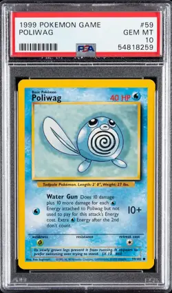 1999 Pokemon Game #59 Poliwag PSA 10 GEM MINT - Image 1
