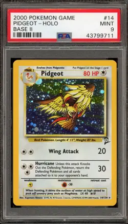 Pokemon Pidgeot Base Set 2 Holo Rare #14 PSA 9 Mint - Image 1