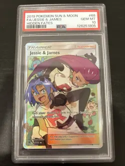 2019 Pokemon Sun & Moon Hidden Fates Jessie & James PSA 10 Gem Mint - Image 1
