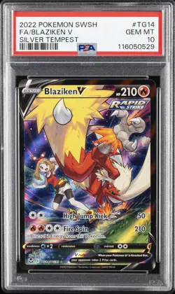 2022 POKEMON SWORD & SHIELD SILVER TEMPEST #TG14 FULL ART/BLAZIKEN V PSA 10 - Image 1