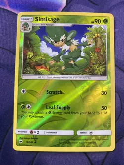 Pokemon TCG Burning Shadows Reverse Holo Simisage 13/147 - Image 1