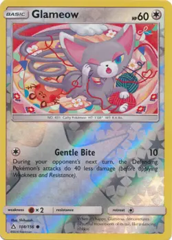 Pokemon - Glameow - 108/156 - Common - Reverse Holo - Sun and Moon Ultra Prism - - Image 1