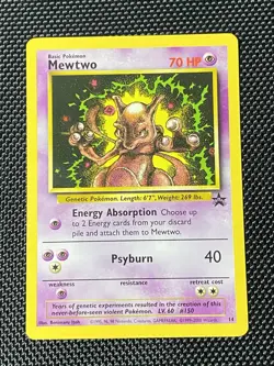 Pokemon Mewtwo #14 Vintage 1999 WB Black Star Promo Card Near Mint Condition - Image 1