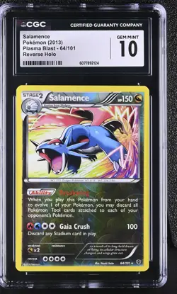 CGC 10 GEM MINT Salamence 2013 Plasma Blast 64/101 Reverse Holo Pokemon Card - Image 1