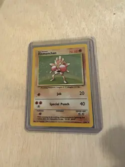 Pokemon Hitmonchan Base Set Holo Unlimited Rare Card 7/102 Vintage TCG - Image 1