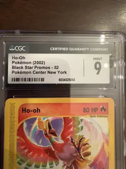 CGC 9 MINT Ho-Oh # 52 WOTC Black Star PROMO "Center NY" Pokemon Card - Image 5