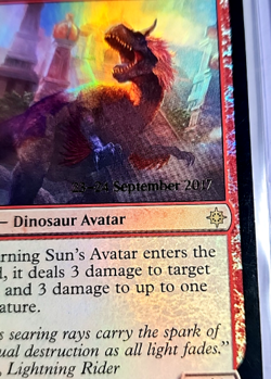 MTG Magic The Gathering Ixalan Prerelease Promo Foil 135 Burning Suns Avatar LP - Image 3