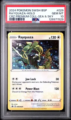 2024 POKEMON BLACK STAR PROMOS COSMOS HOLO SWSH029 RAYQUAZA PSA 10 - Image 1