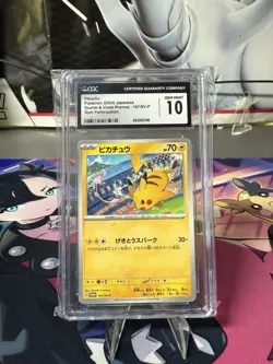 CGC 10 GEM MINT Pikachu 197/SV-P Promo Pokemon TCG S&V Gym Participation - Image 1