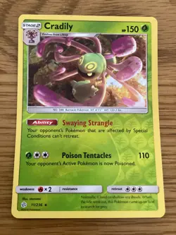 Cradily Pokemon Card 11/236 Rev/ Holo- Used - Sun & Moon/C Eclipse Set - (BSR) - Image 1