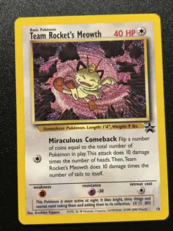 Team Rocket's Meowth # 18 Black Star PROMO WOTC Rare NEAR MINT Pokemon Card - Image 1